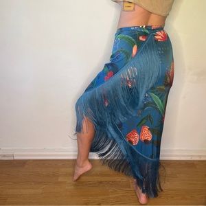 Farm Rio Fringed Wrap Skirt